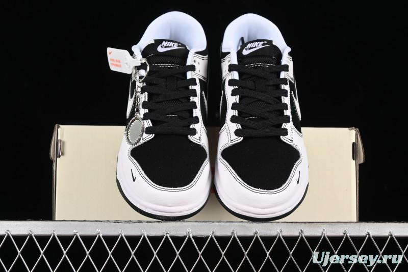 Nike SB Dunk Low Supreme Collaboration - Reverse Black White Swoosh Anniversary Custom Low-Top Casual Sneakers - FC1688-144