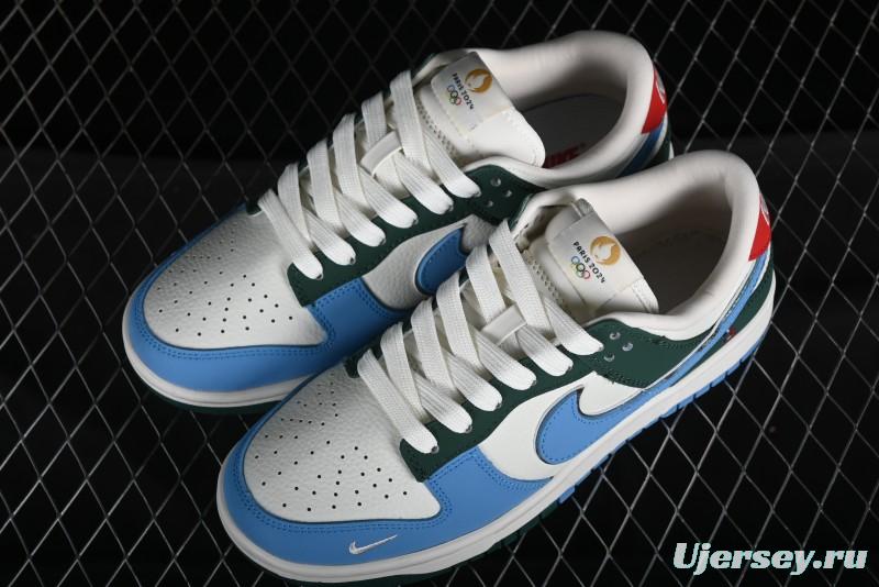 Nike SB Dunk Low Paris Olympics Limited Edition - Blue Green Color Blocking Low-Top Casual Skate Shoes - JH8310-952