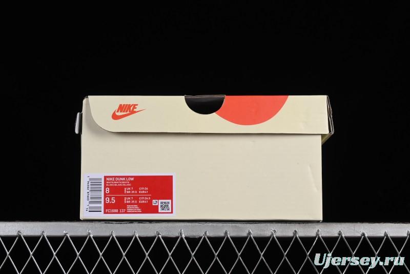 Stussy x Nike Dunk Low SB Skate Shoes in White-Black - FC1688-137