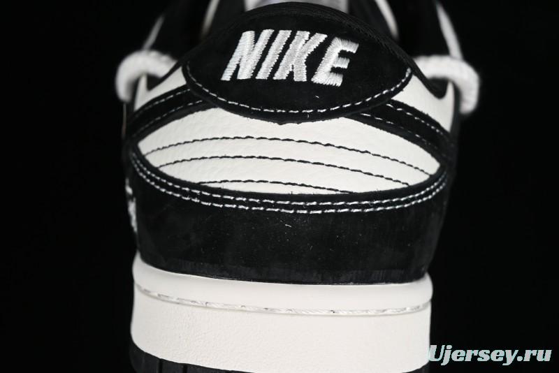 Stussy x Nike Dunk Low SB Sneakers in Beige Black Swoosh - SJ2068-252