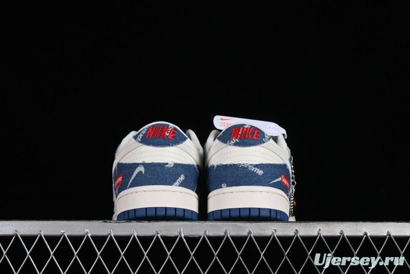 Nike Dunk Low Supreme - Denim Blue Jeans Anniversary High-End Customized Low-Top Casual Sneakers - FC1688-194