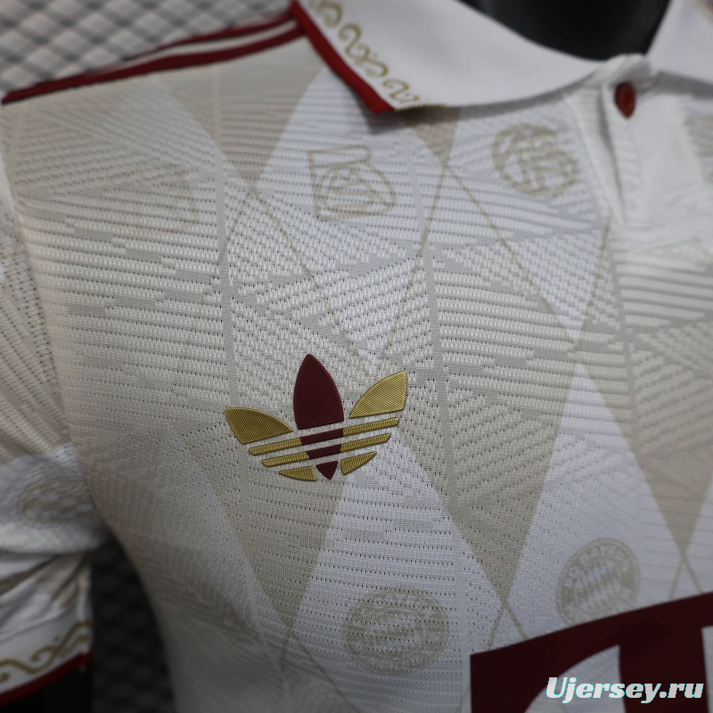 25/26 Player Version Bayern Munich White Diamond Pattern POLO Special Jersey