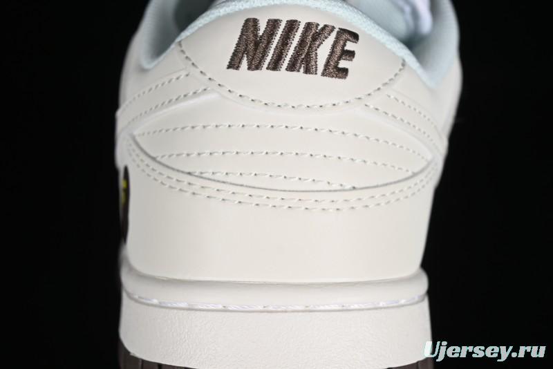 Nike SB Dunk Low BAPE Collaboration Anniversary Edition - White with Brown Swoosh Low-Top Casual Skate Shoes - XD6188-019