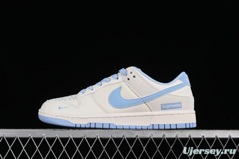 Nike SB Dunk Low Supreme Collaboration - Sky Blue Canvas Anniversary Custom Low-Top Casual Skate Shoes - BB6698-513
