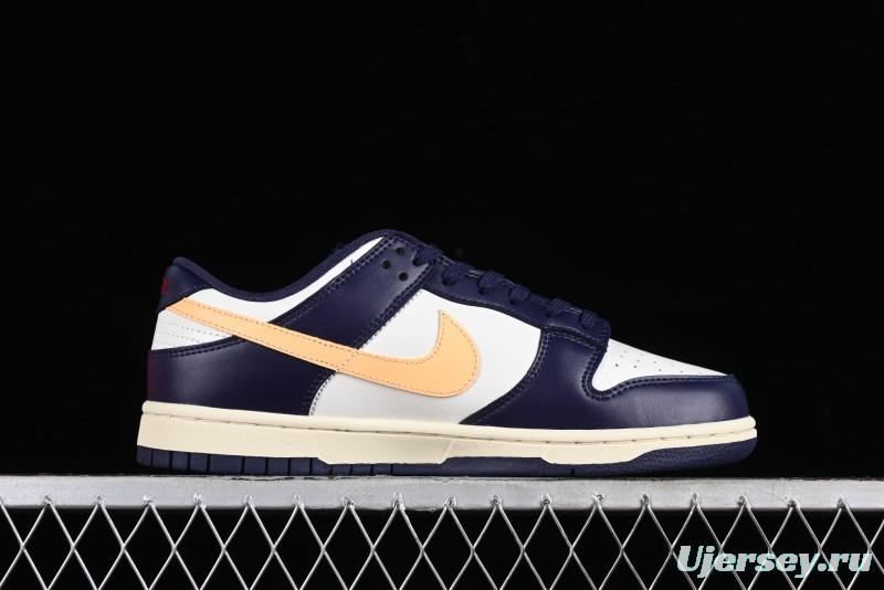 Nike Dunk Low Retro SB Skateboarding Shoes in Navy Blue with Purple Gold White Colorway - FV8106-181