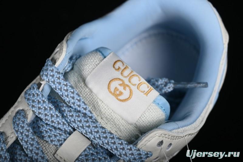 Nike SB Dunk Low Gucci Collaboration - Beige & Light Blue Crochet Fabric Anniversary High-End Custom Low-Top Casual Skate Shoes - DQ1098-376