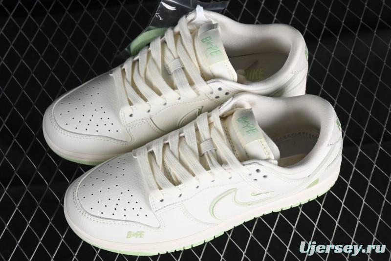 Nike SB Dunk Low Bape Collaboration - Apple Green Anniversary High-End Custom Low-Top Casual Skate Shoes - CF3688-010