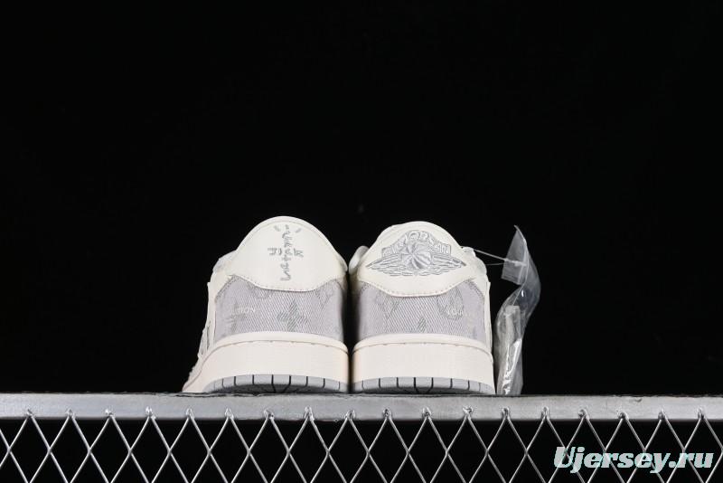 Nike Travis Scott x Fragment Design x Jordan Air Jordan 1 Low OG SP AJ1 LV Grey Denim Culture Casual Sneakers - LJ5188-004