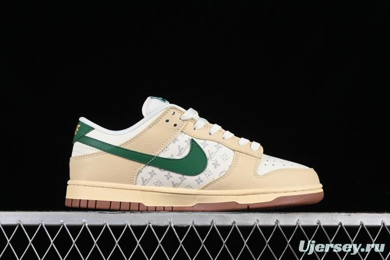 Nike SB Dunk Low LV Collaboration - Beige Green Anniversary High-End Custom Low-Top Casual Skate Shoes - LV6188-003