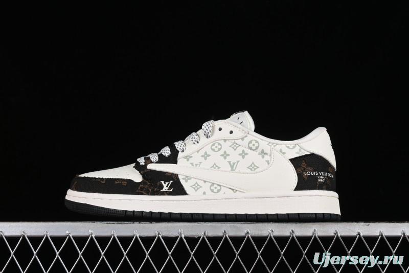 Nike Travis Scott x Fragment Design x Air Jordan 1 Low OG SP AJ1 LV Classic Black Gold Low-top Casual Sneakers - SJ2068-103