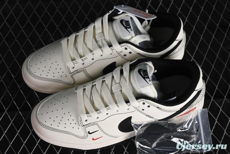 Nike SB Dunk Low Supreme Collaboration - Beige Black Line Anniversary Customized Low-Top Casual Skate Shoes - XX2025-316