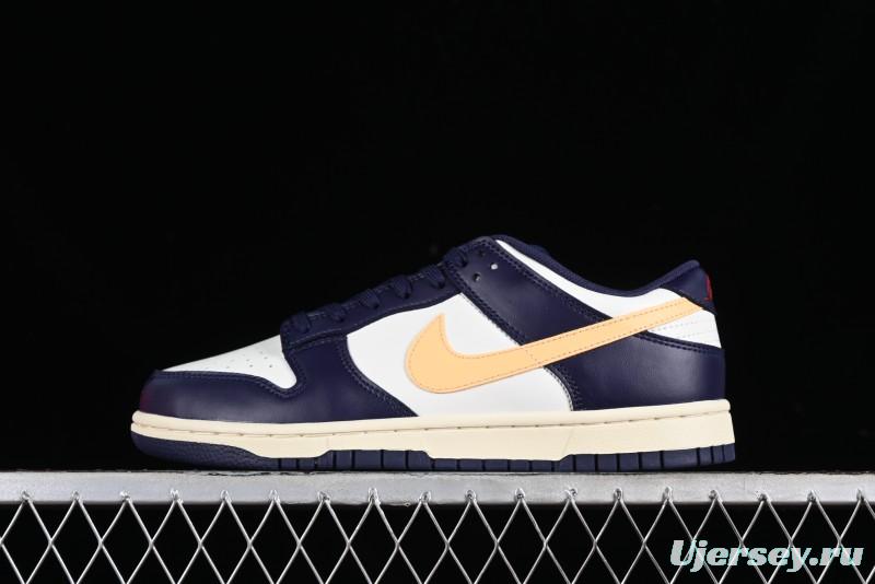 Nike Dunk Low Retro SB Skateboarding Shoes in Navy Blue with Purple Gold White Colorway - FV8106-181
