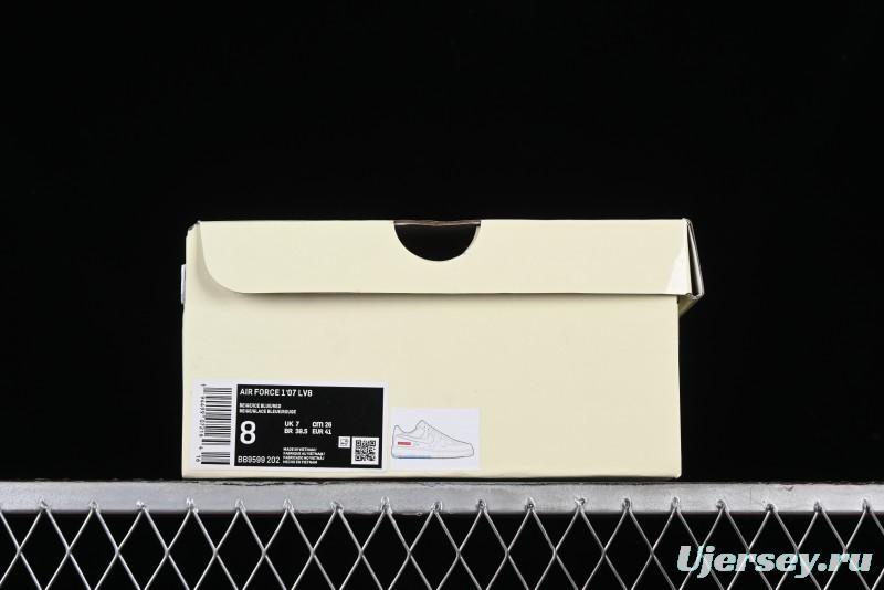 Nike Air Force 1 '07 Low Supreme Collaboration - White Blue Colorblock Low-Top Casual Sneakers BB9599-202