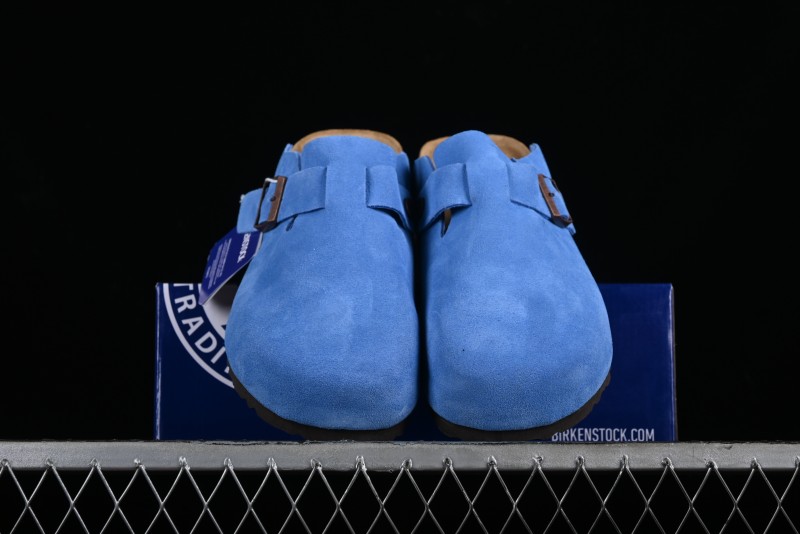 Birkenstock Arizona Soft Footbed Sandals with Suede Leather and Lambswool Lining - Original Blue