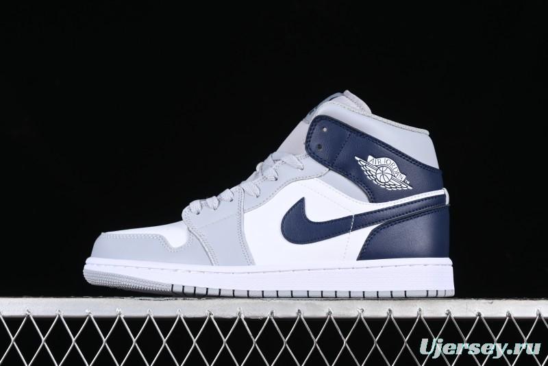 Nike Air Jordan 1 Mid AJ1 Basketball Shoes in Grey Blue - DQ8426-104