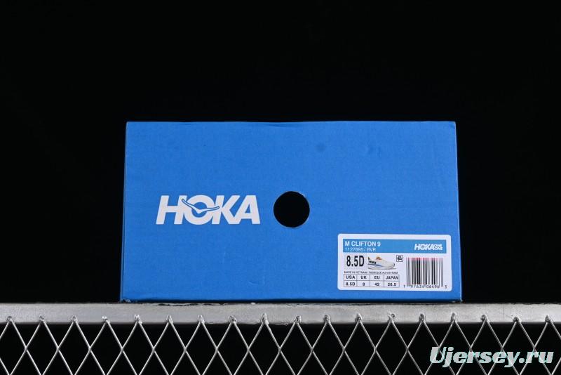 HOKA ONE ONE Clifton 9 Lightweight Knit Mesh Running Shoes with Enhanced Cushioning - 1127895 BVR