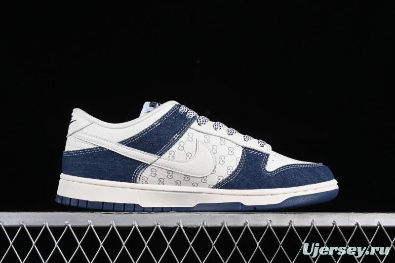 Nike SB Dunk Low Gucci Collaboration - Denim with Light Blue Swoosh Anniversary High-End Custom Low-Top Casual Sneakers - FC1688-141