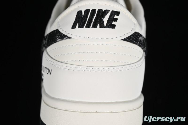 Nike SB Dunk Low LV Collaboration - Beige Black Denim Anniversary High-End Custom Low-Top Casual Skate Shoes - JH8310-946