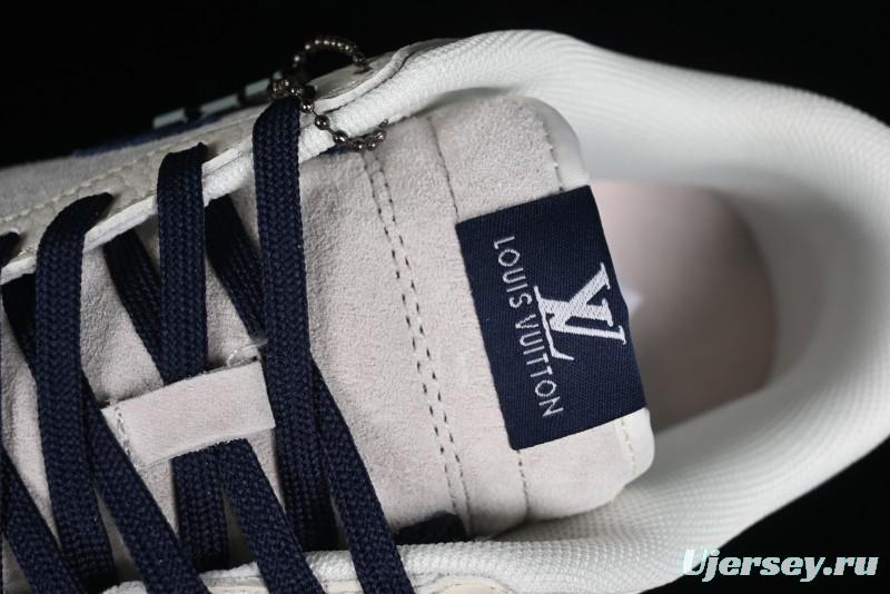 Nike SB Dunk Low LV Collaboration - Suede Navy Blue Anniversary High-End Custom Low-Top Casual Sneakers - FC1688-134