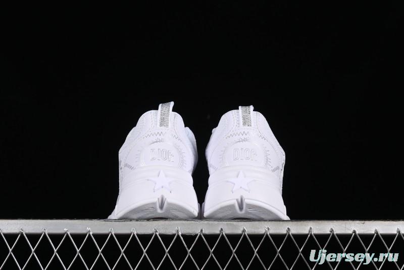 Dior Chrono Round Toe Lace-Up Lifestyle Casual Running Shoes - 10W WHITE