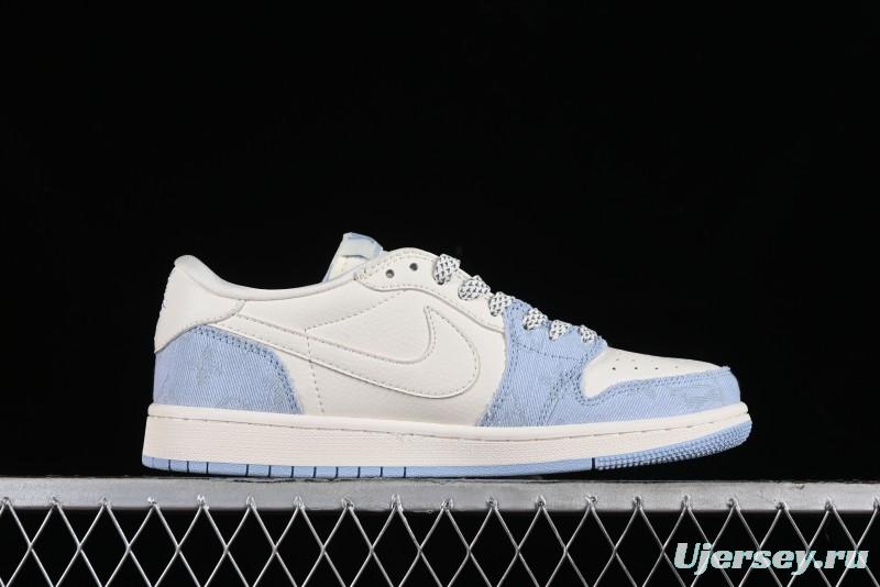 Nike Travis Scott x Fragment Design x Jordan Air Jordan 1 Low OG SP AJ1 LV Peacock Blue Low-top Casual Sneakers - LJ5188-003