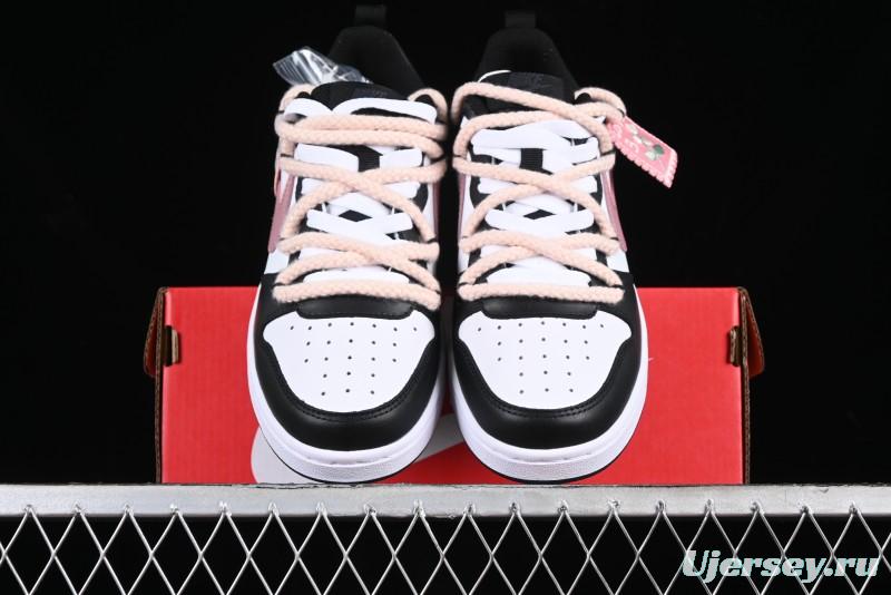 Nike Court Borough Low 2 Retro Casual Sneakers in Dark Pink and Black - BQ5448-115