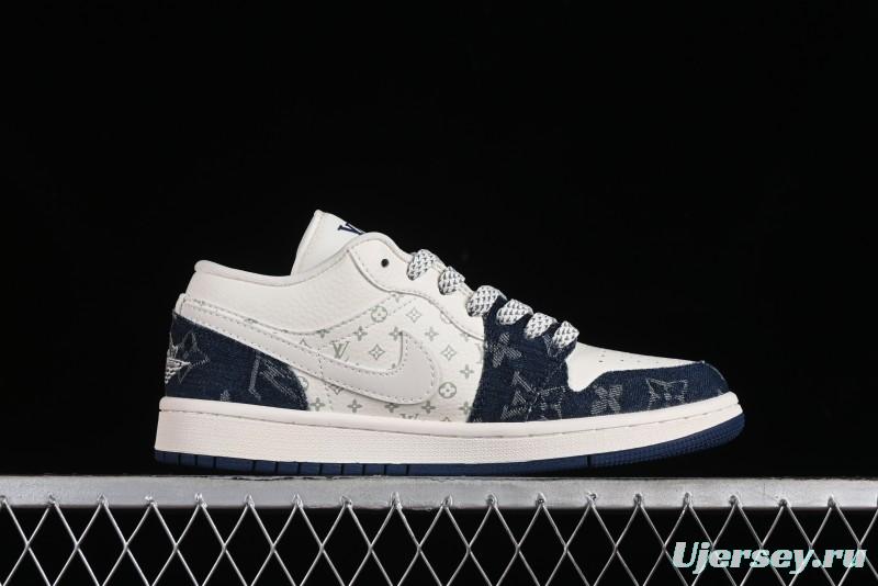 Nike Air Jordan 1 Low LV Collaboration - Light Blue Retro Casual Sneakers - SJ9950-003