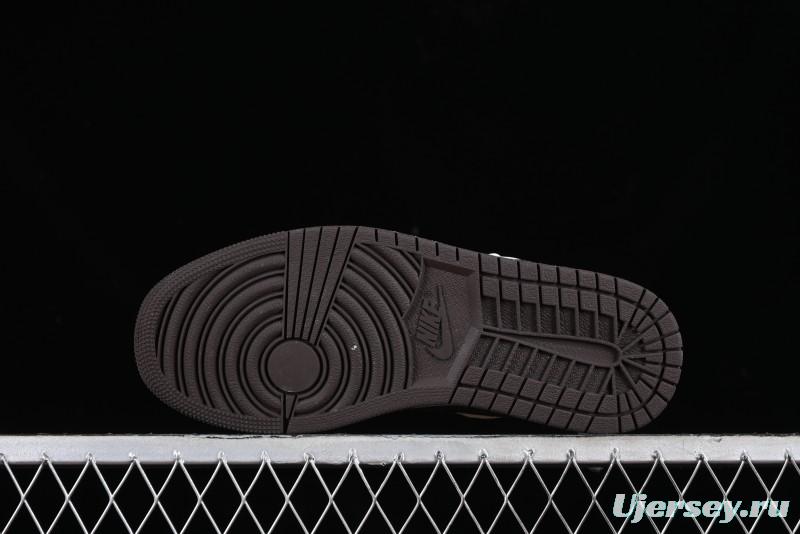 Nike Air Jordan 1 Low LV Collaboration Sneakers - Classic Monogram Swoosh in Off-White - WG8850-004