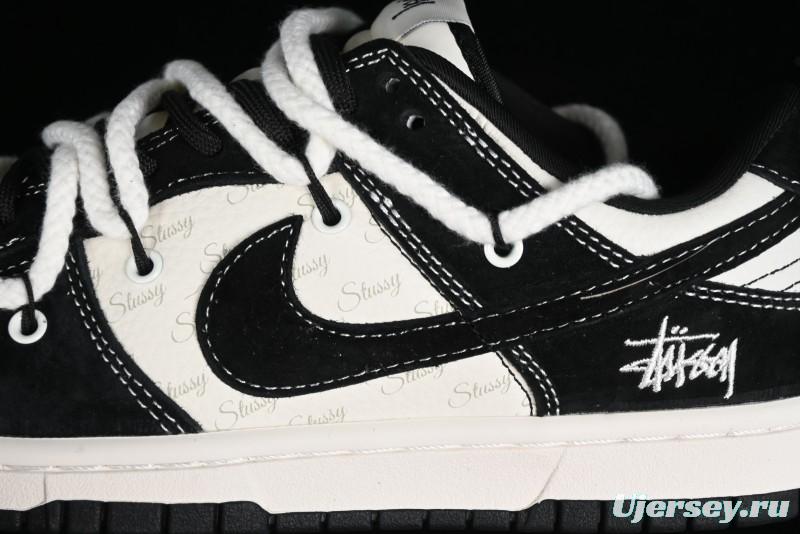 Stussy x Nike Dunk Low SB Sneakers in Beige Black Swoosh - SJ2068-252