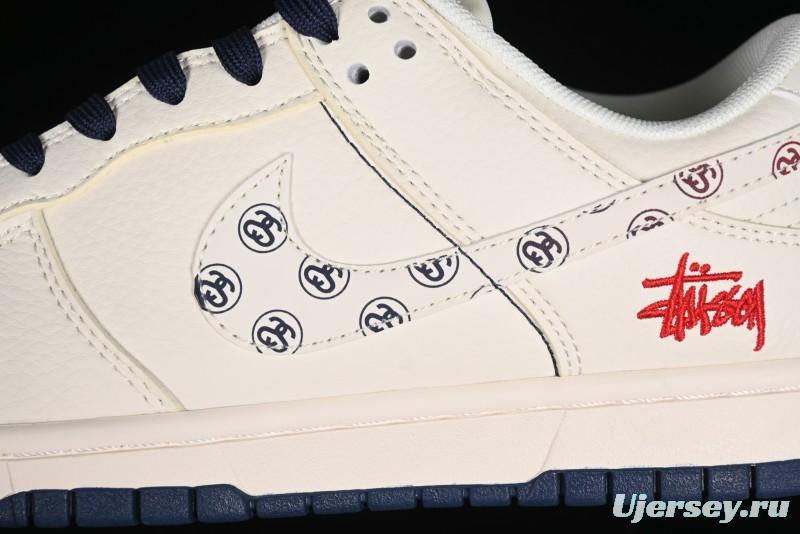 Nike SB Dunk Low Stussy Collaboration - Off White Floral Swoosh Anniversary High-End Custom Low-Top Casual Skate Shoes - XY1688-001