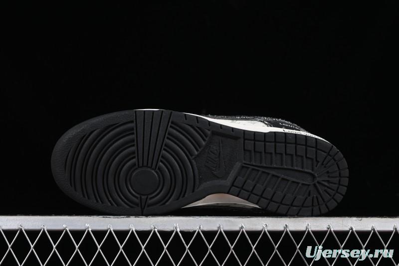 Nike SB Dunk Low LV Collaboration - Black Denim Print Anniversary Custom Low-Top Casual Sneakers - SJ2068-256