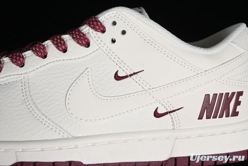 Nike SB Dunk Low Collaboration Three Swooshes Rice Wine Red Color Low-Top Casual Skateboarding Shoes - NK5639-322