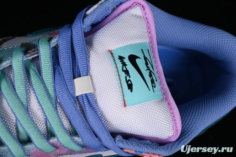 Nike Futura x Dunk Low Pro SB Skate Shoes with Tie-Dye Design - HF6061-400