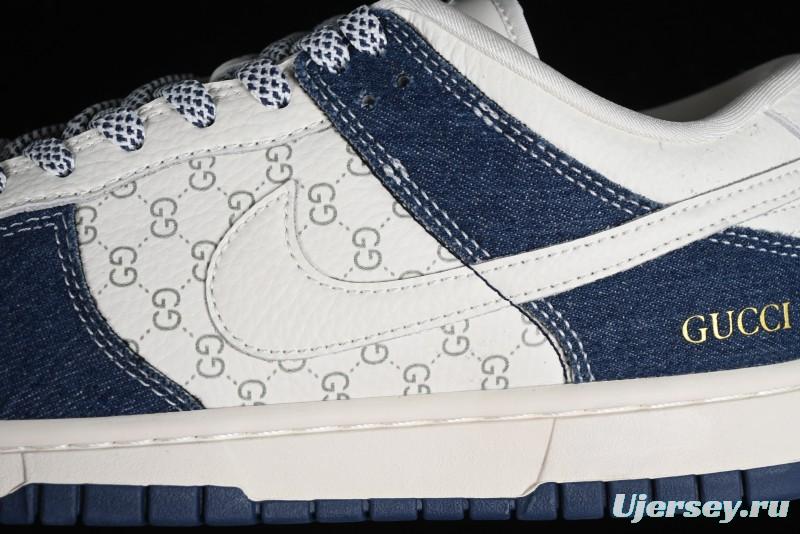 Nike SB Dunk Low Gucci Collaboration - Denim with Light Blue Swoosh Anniversary High-End Custom Low-Top Casual Sneakers - FC1688-141