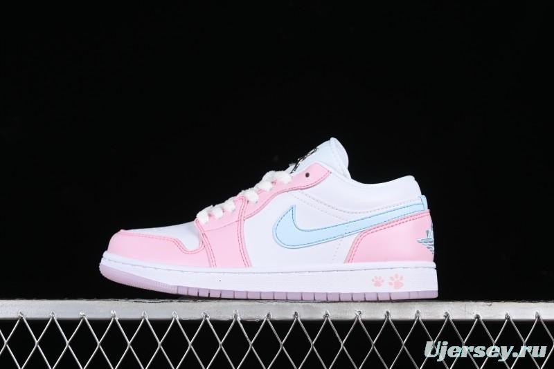 Nike Air Jordan 1 Low "White/Pink Foam/Glacier Blue" Casual Sneakers - HM3706-141