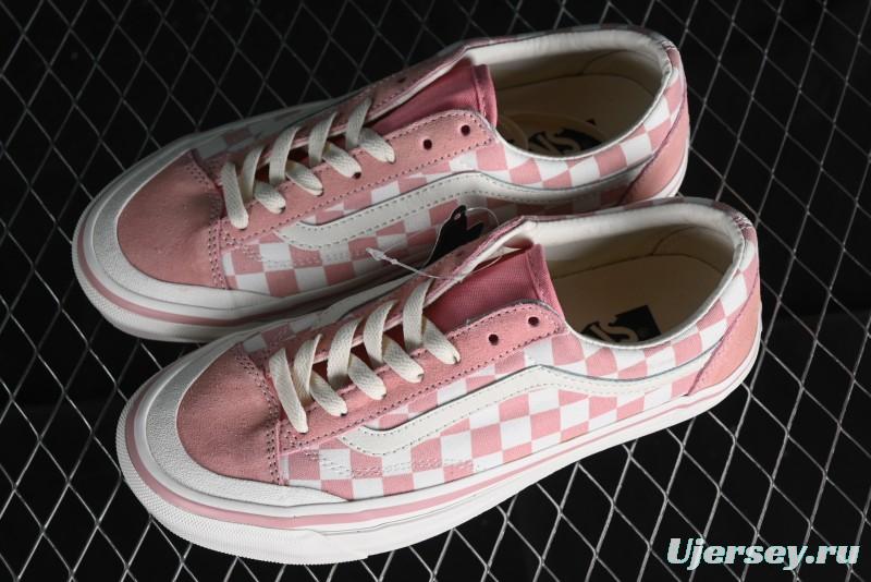 Vans Old Skool Reissue 136 Pink Checkerboard Low Top Retro Canvas Shoes - VN000MT6EBQ