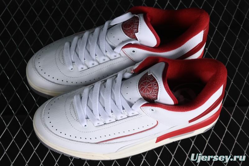 Nike Air Jordan 2/3 Retro Low Top Basketball Shoes in White and Red - FD0383-161