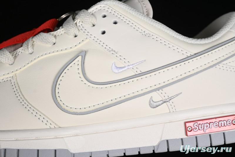 Nike SB Dunk Low Supreme Collaboration - Light Grey Anniversary Customized Low-Top Casual Skate Shoes - DJ2024-005