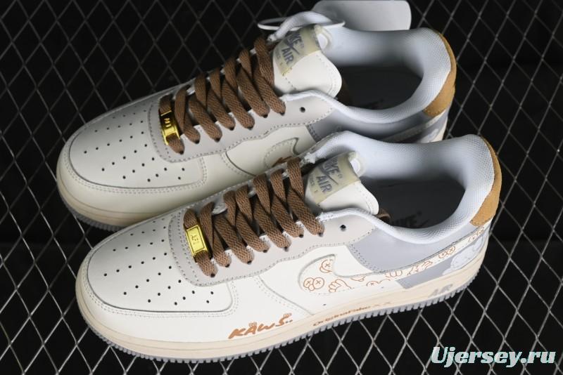Nike Air Force 1 '07 Low x Kaws Casual Sneakers with Full-Length Air Cushion - CW2288-207
