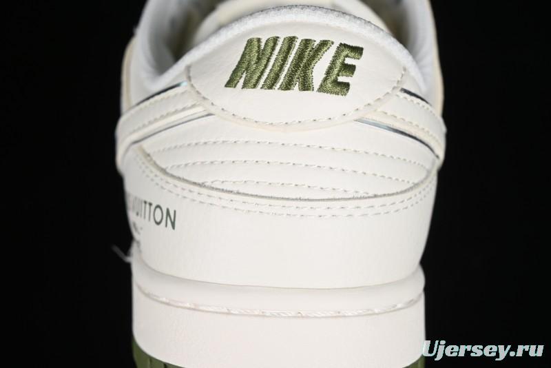 Nike SB Dunk Low LV Collaboration - Beige Olive Green Anniversary Custom Low-Top Casual Skate Shoes - BB8766-211