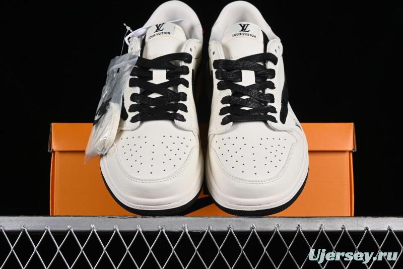 Nike Travis Scott x Fragment Design x Jordan Air Jordan 1 Low OG SP AJ1 LV Beige Black Red Casual Sneakers - LX1988-700