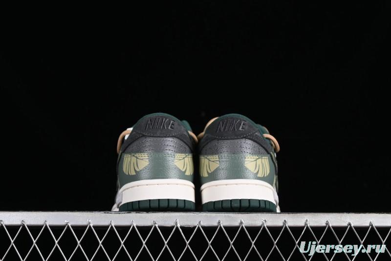 Nike Dunk Low Panda Prank Jungle Crossing - Green Wild Floating Abyss Beige Brown Green SB Lace-Up Low-Top Casual Skate Shoes - FD0350-133