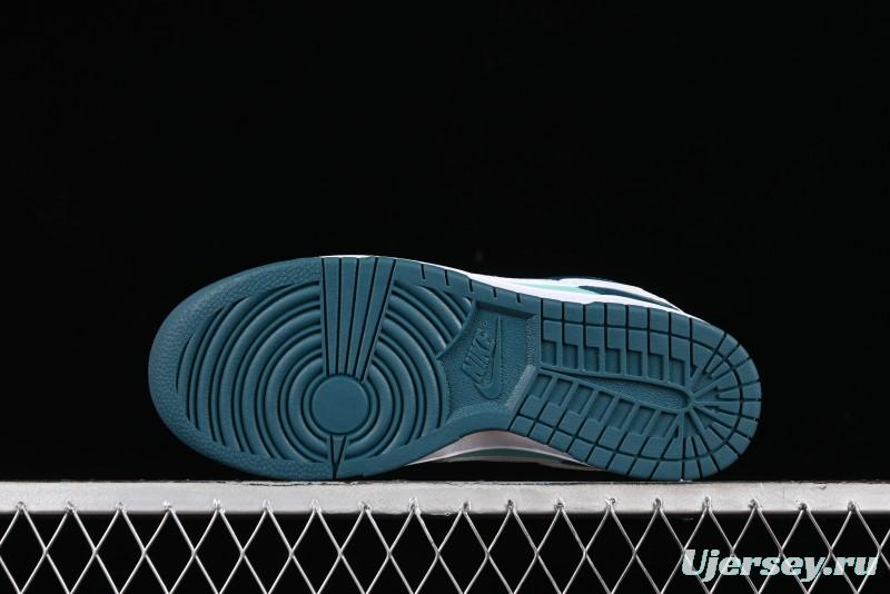 Nike Dunk Low SB Skateboarding Shoes in White and Geode Teal - DD1503-301