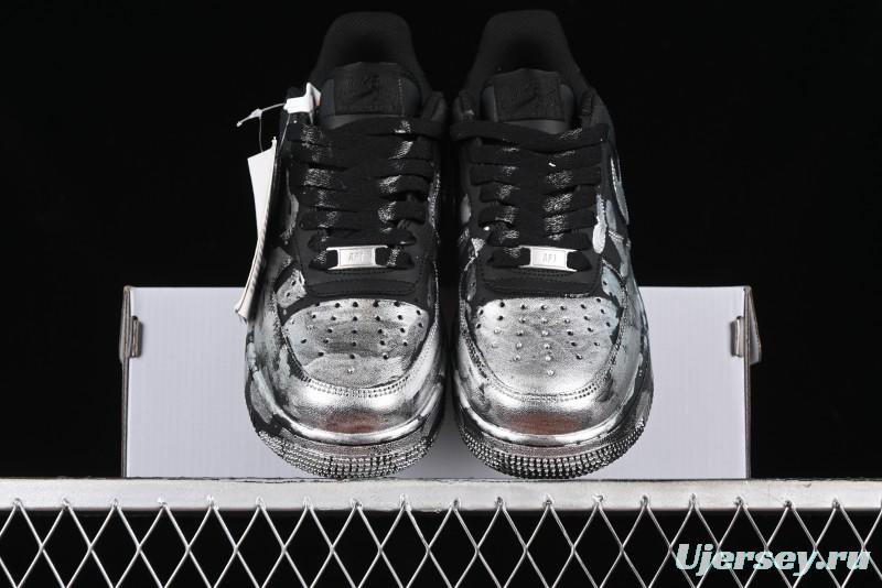 Nike Air Force 1 '07 Low Graffiti Black Silver Anime Hand-Painted Casual Sneakers - CW2288-012