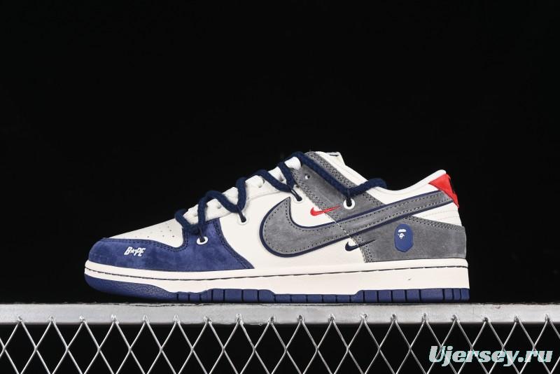 Nike SB Dunk Low BAPE Collaboration - Strap Multi-Color Grey Swoosh Anniversary Custom Low-Top Casual Sneakers - SJ2068-278