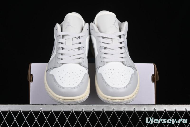 Nike Air Jordan 1 Low Casual Sneakers in White-Grey - FQ7687-300