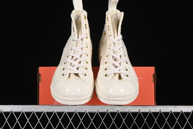 Converse Chuck 70s High Top Casual Sneakers with Cream Cloud and Gold Accents - A08232C