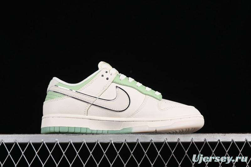 Nike SB Dunk Low Stussy Collaboration - Cream Apple Green Anniversary Custom Low-Top Casual Skate Shoes - XY1688-006
