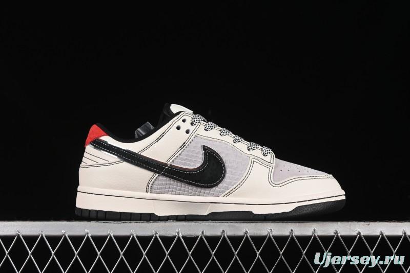 Nike SB Dunk Low Black Wukong Series - Beige Grey Black Swoosh Anniversary Custom Low-Top Casual Skate Shoes - SJ1089-014
