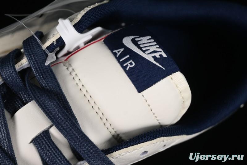 Nike Travis Scott x Fragment Design x Air Jordan 1 Low OG SP AJ1 Supreme Collaboration - White Navy Blue Low Top Casual Sneakers - XZ116